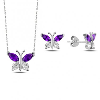 sada šperků motýl fialový