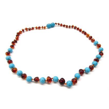 463 jantarove koralky pro vetsi deti s tyrkysem