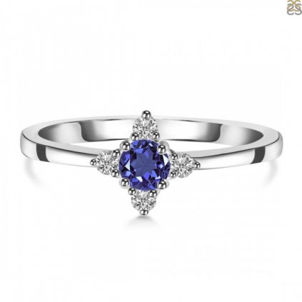 Luxusný strieborný prsteň s tanzanitom a topazmi Stella (Veľkosť 49)