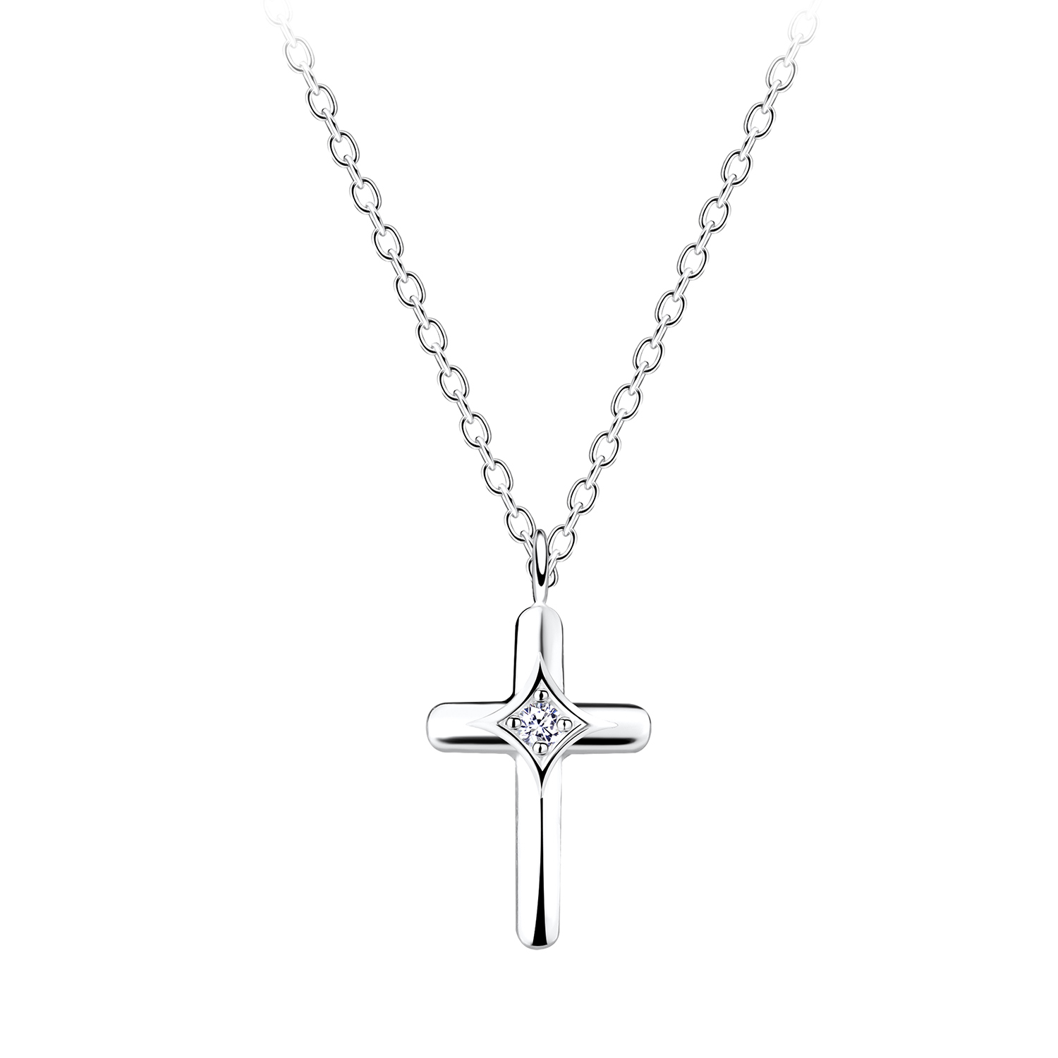 Klenoty Amber Strieborný náhrdelník s miniatúrnym krížikom