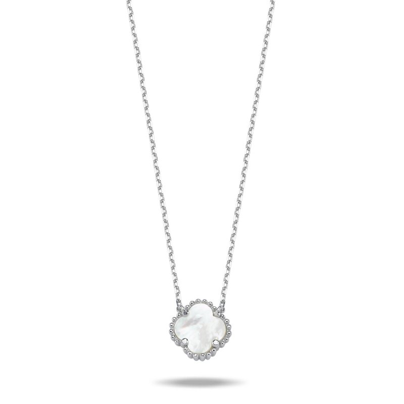 Klenoty Amber Strieborný náhrdelník Štvorlístok z perlete