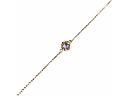 Romantický náhrdelník Leslie, žluté zlato a ametyst, délka: 45 cm (Délka 45 cm)