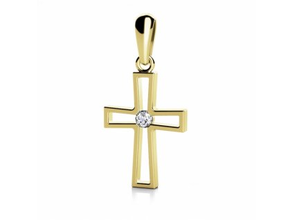 Zlatý přívěsek Christine se zikonem ve tvaru křížku (Materiál šperku Žluté zlato)
