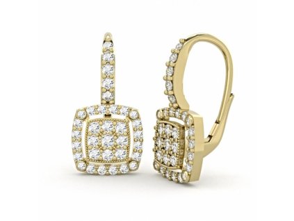 Luxusní zlaté náušnice Kostka se zirkony (Materiál šperku Žluté zlato)