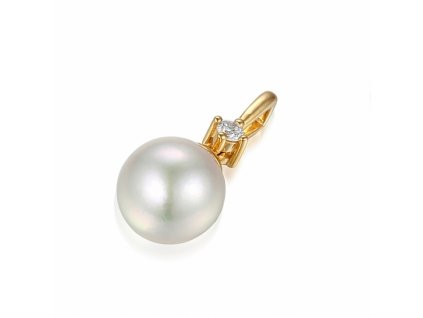 Luxusní zlatý přívěsek Morgan se sladkovodní perlou (Materiál šperku Žluté zlato)