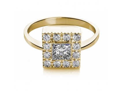 Zlatý prsten Quad se zirkony (Materiál šperku Žluté zlato, Velikost 46)