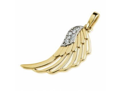 Přívěsek Wing, zlato se zirkony (Materiál šperku Žluté zlato)
