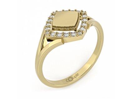 Jedinečný zlatý prsten Kostka se zirkony (Materiál šperku Žluté zlato, Velikost 46)