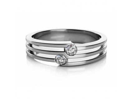 Zajímavý zlatý prsten Asu osazený zirkony (Materiál šperku Žluté zlato, Velikost 46)