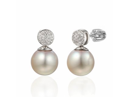 Diamantové náušnice Gabrielle zlato a perly (Materiál šperku Žluté zlato)