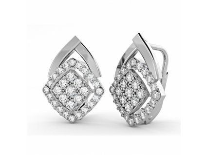 Elegantní zlaté náušnice Kostka se zirkony (Materiál šperku Žluté zlato)