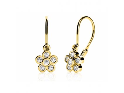 Dětské náušnice Amily II,zlato se zirkony (Materiál šperku Žluté zlato, Barevné varianty zirkonů Čirý zirkon)