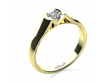Zásnubní zlatý prsten Paige osazený briliantem (Materiál šperku Žluté zlato, Velikost 46)