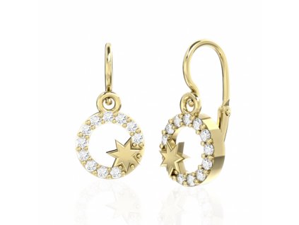 Zajímavé zlaté dětské náušnice Elie (Materiál šperku Žluté zlato)