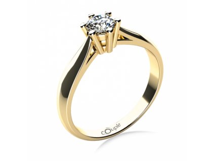 Zásnubní zlatý prsten Aimee s velkým briliantem (Materiál šperku Žluté zlato, Velikost 46)