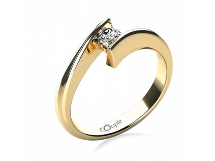 Zásnubní prsten Viky ve zlatě s briliantem (Materiál šperku Žluté zlato, Velikost 46, Průměr kamene 3 mm)