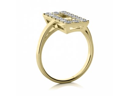Třpytivý prsten Ziva, žluté zlato a zirkony (Materiál šperku Žluté zlato, Velikost 46)