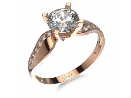 Honosný zásnubní prsten Celestina, zlato se zirkony (Materiál šperku Žluté zlato, Velikost 46)