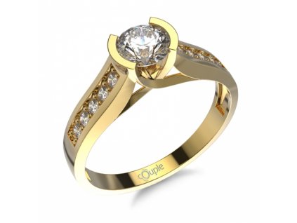 Oslnivý zásnubní prsten Flavia, zlato se zirkony (Materiál šperku Žluté zlato, Velikost 46)