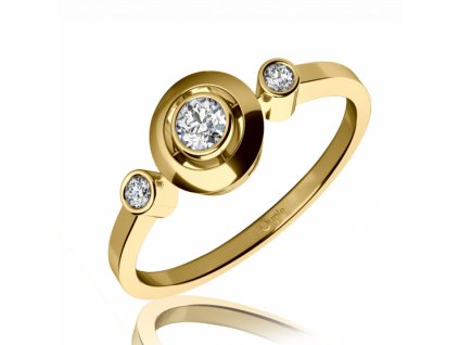 Třpytivý zásnubní prsten Korfu ze zlata se zirkony (Materiál šperku Žluté zlato, Velikost 46)