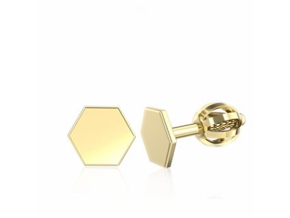 Minimalistické zlaté náušnice IDOL Hexagon (Materiál šperku Žluté zlato)