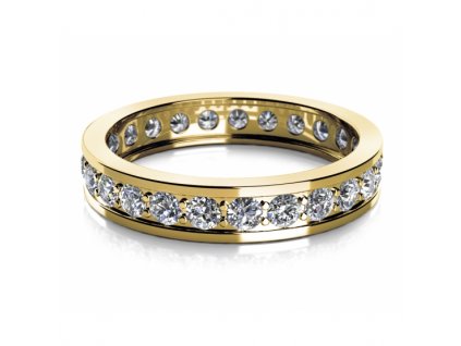Zářivý prsten Mira ve zlatě se zirkony (Materiál šperku Žluté zlato, Velikost 46)
