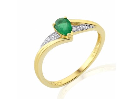 Působivý prsten Roya z kombinovaného zlata osazený Smaragdem (Velikost 46)