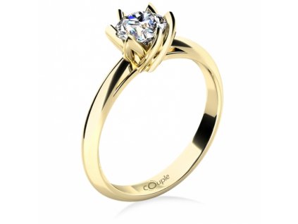 Zásnubní prsten Lucille, žluté zlato s výrazným zirkonem (Materiál šperku Žluté zlato, Velikost 46, Průměr kamene 4,25 mm)