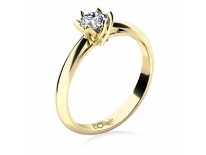 Zásnubní prsten Lucille, žluté zlato s briliantem (Materiál šperku Žluté zlato, Velikost 46, Průměr kamene 3,75 mm)