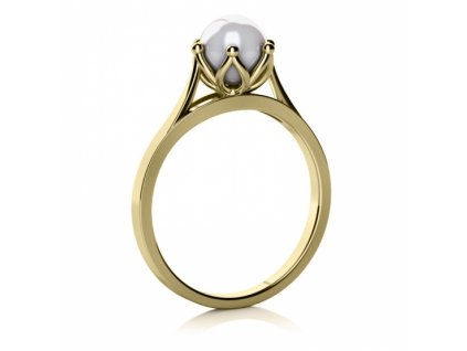 Okouzlující prsten Coralia, zlato s perlou (Materiál šperku Žluté zlato, Velikost 47)