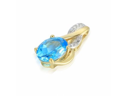 Podmanivý přívěsek Allegra, kombinované zlato s brilianty a modrým topazem (blue topaz) (Materiál šperku Kombinované zlato)
