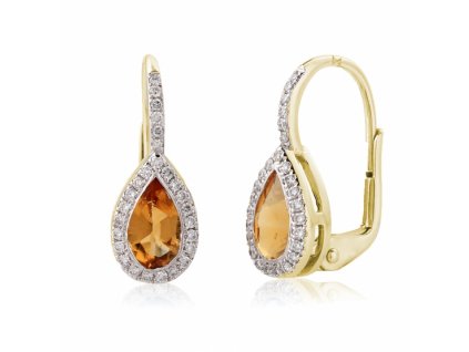 Elegantní náušnice Crystal, kombinované zlato s brilianty a citríny (Materiál šperku Kombinované zlato)
