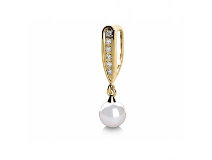 Elegantní přívěsek Julia, žluté zlato s perlou a zirkony (Materiál šperku Žluté zlato)