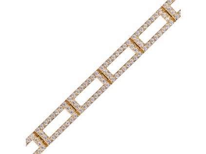 Výrazný náramek Casea, žluté zlato se zirkony, délka: 19 cm (Materiál šperku Žluté zlato, Délka 19 cm)