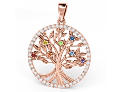 Zajímavý přívěsek Chakra, růžové zlato a zirkony (Materiál šperku Růžové zlato)