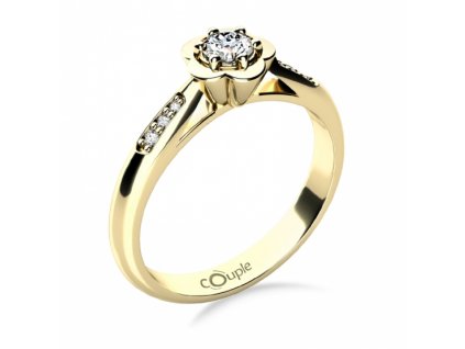 Květinový zásnubní prsten Rami, zlato a brilianty (Materiál šperku Žluté zlato, Velikost 46)