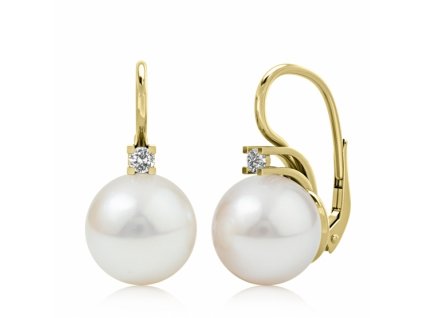 Moderní perlové náušnice Allexina, zlato a zirkony