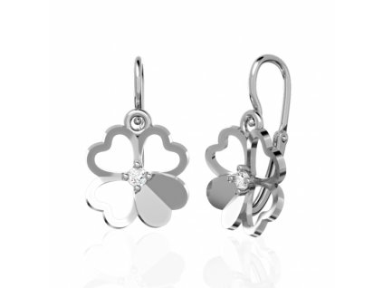 Dětské zlaté náušničky Clover osazené zirkony