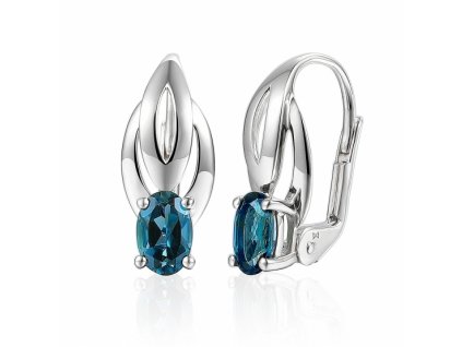 Visací zlaté náušnice Athena osazené London blue topazy