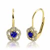 Půvabné zlaté náušnice Florie osazené zirkony (Materiál šperku Žluté zlato, Barevné varianty kamenů Modrý zirkon)