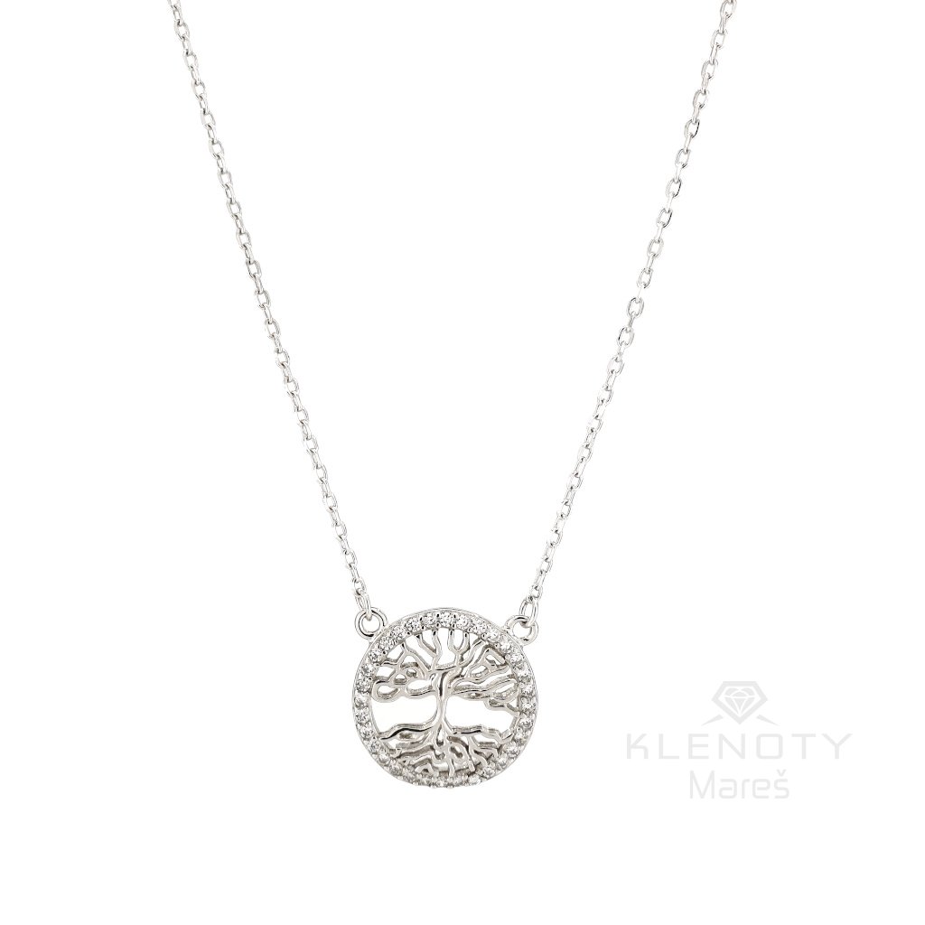 Stříbrný náhrdelník - strom života osázený zirkony