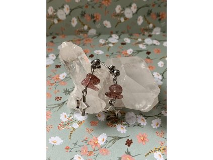 Náušnice s jahodovým křemenem