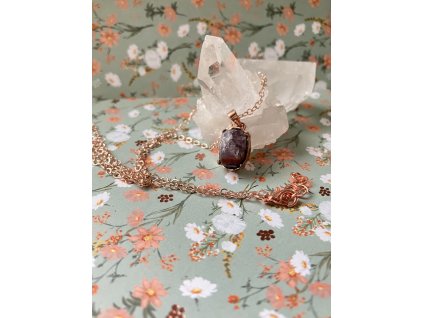Řetízek ametyst na achátu ROSE GOLD