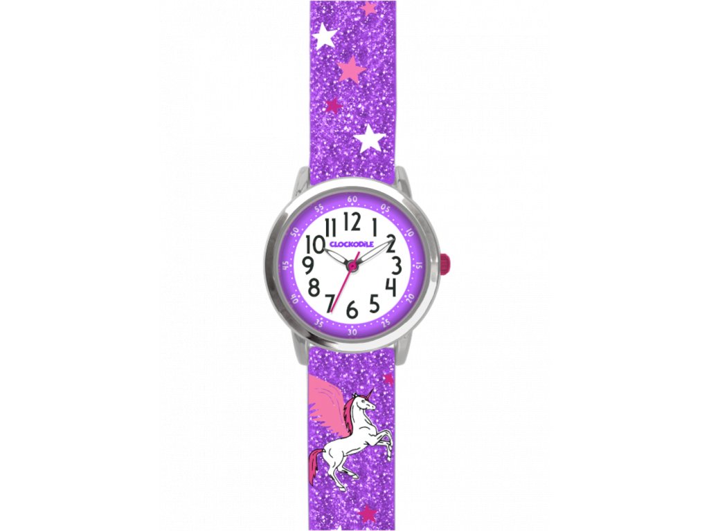 6795 fialove trpytive divci detske hodinky s jednorozcem clockodile unicorn