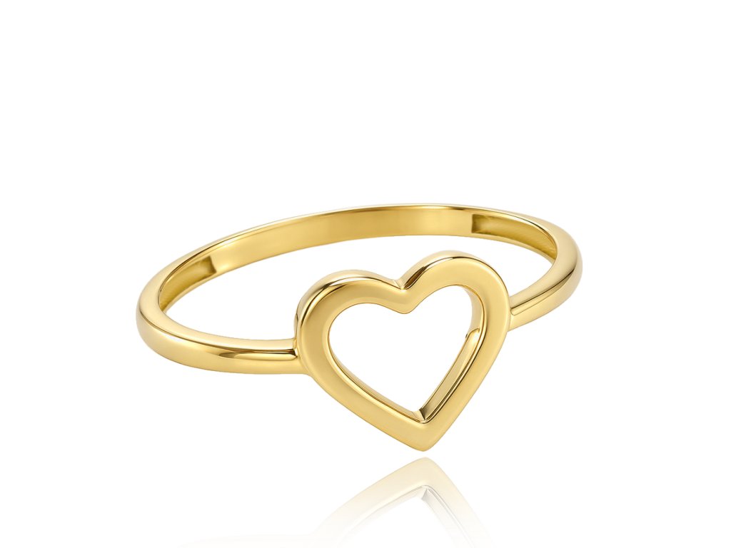 MINET Elegantní zlatý prsten srdíčko Au 585/1000 vel. 57 - 0,95g (Velikost prstenu 57)
