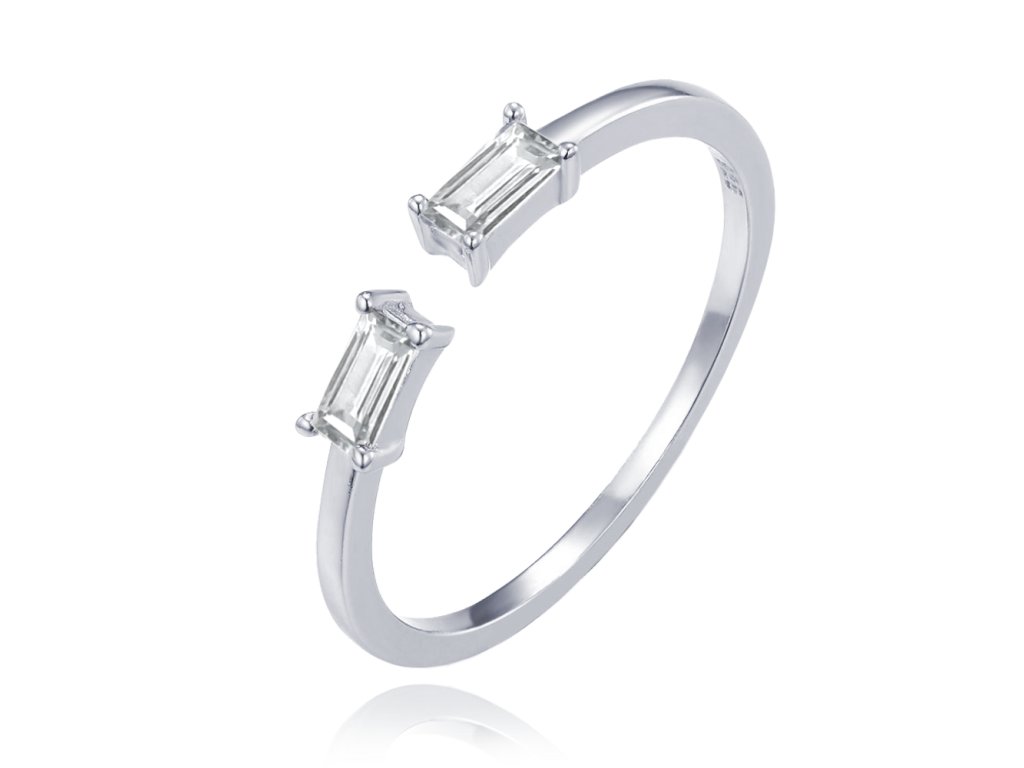 MINET Elegantní stříbrný prsten s bílými zirkony vel. 56 (Velikost prstenu 56)