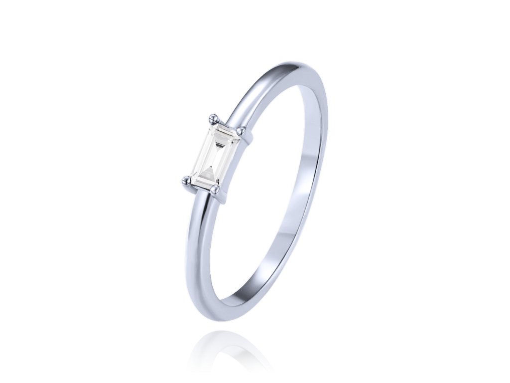 MINET Stříbrný prsten s bílým zirkonem vel. 55 (Velikost prstenu 55)