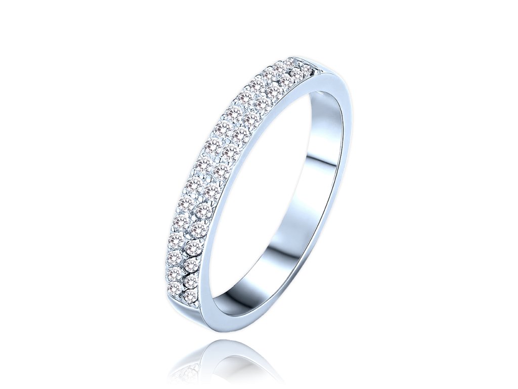 MINET Luxusní stříbrný prsten s bílými zirkony vel. 51 (Velikost prstenu 51)