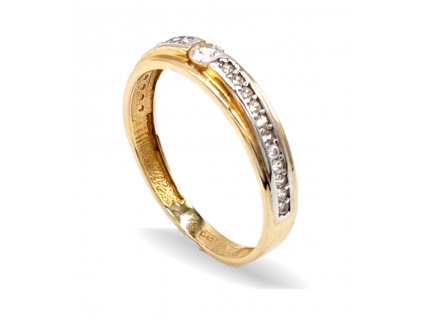 153978 zlaty prsten zdobeny radou zirkonu