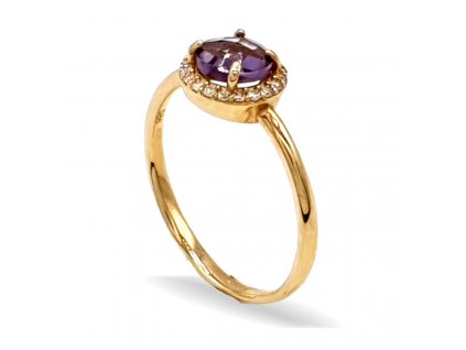 154047 zasnubni zlaty prsten s fialovym kamenem